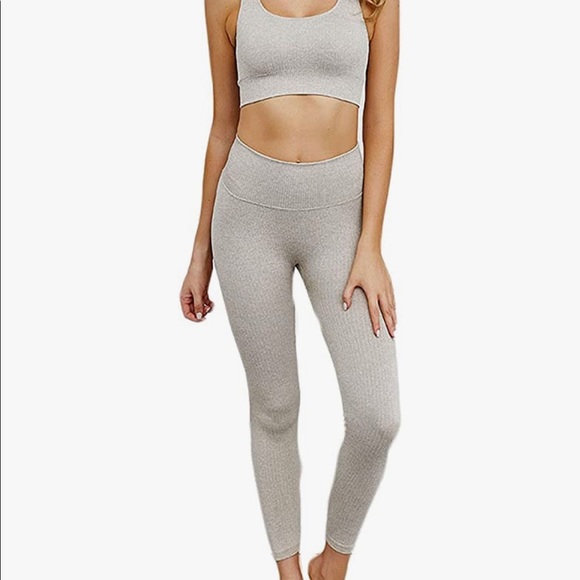 Laspia Tops - Laspia Ribbed Workout Set